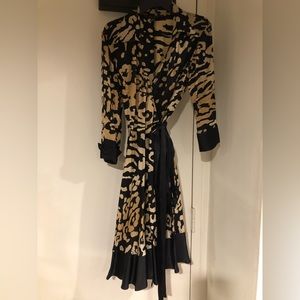 Wrap dress, over knee, worn twice, 100% silk